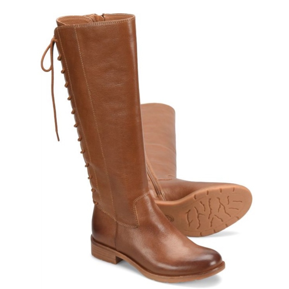 Sofft Sharnell Womens Size 9 Tall Boots Luggage Moira Brown Camel Tan Lace Up